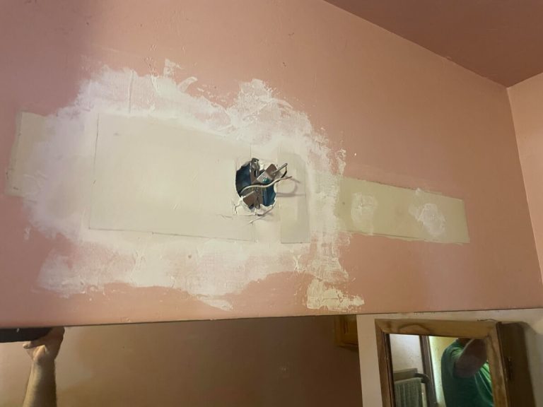 handyman services Drywall Repair after light fixture was moved