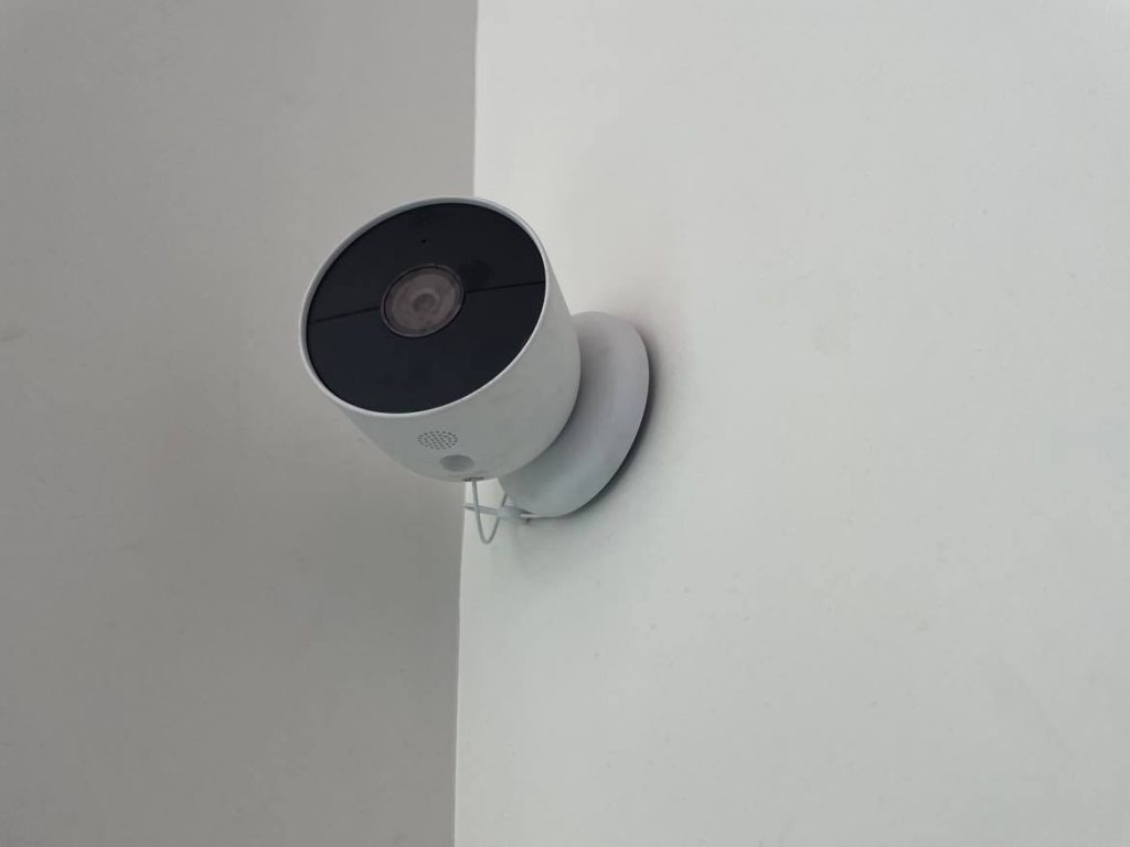 Wireless Google Camera installed on the wall.