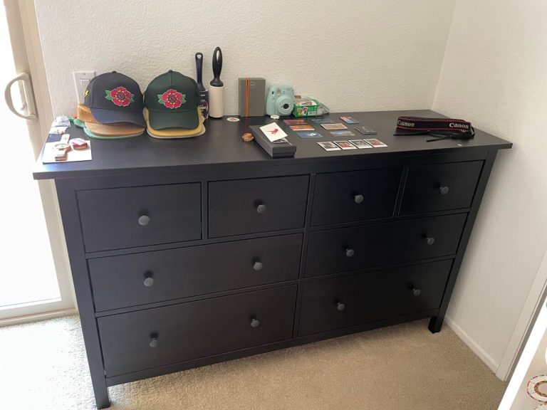 A black IKEA cabinet just assembled by local handyman services in San Diego.